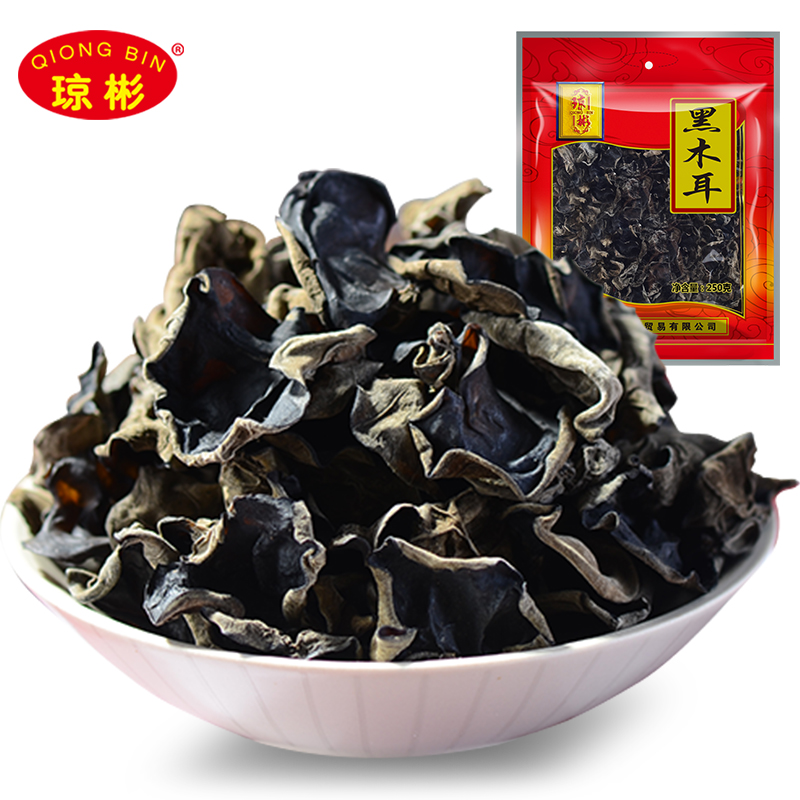 瓊彬 東北特産黑(hēi)木耳幹貨菇菌無根大(dà)雲耳250g包郵-1張